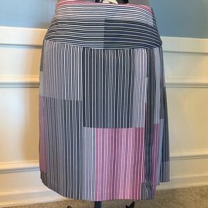 Worthington A-Line Skirt with Pink and Black Stripes
